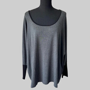 KOKOMARINA BY ANTOINE COELENBIER GREY BLACK  DRAPED JERSEY SWEATER LAGENLOOK